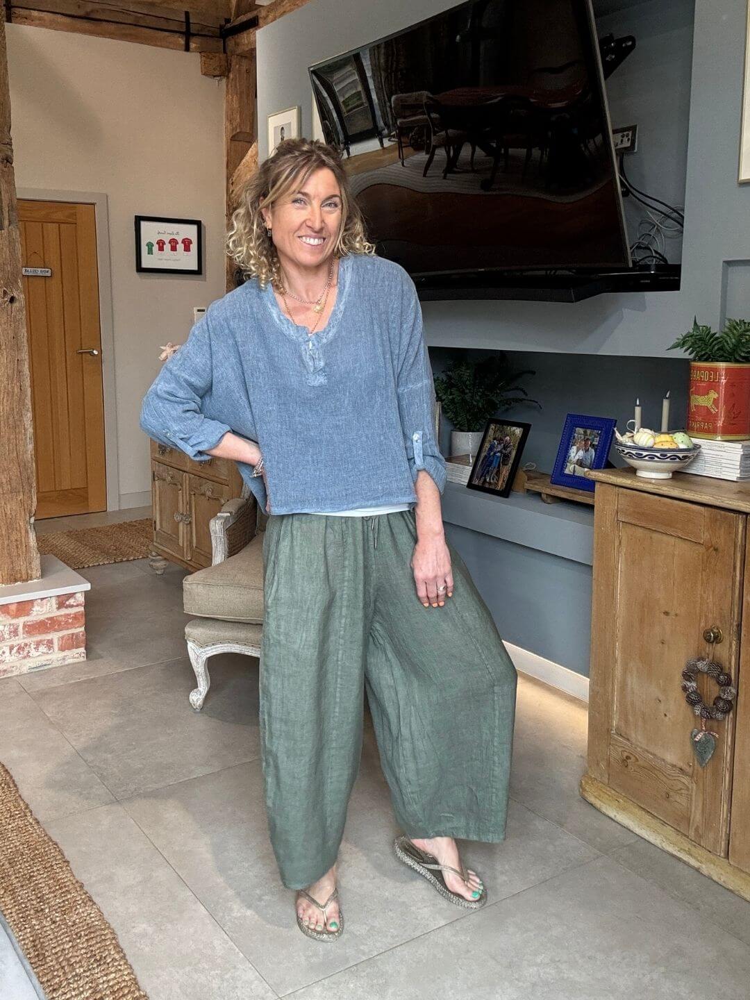 Gaucho Linen Pants | Khaki