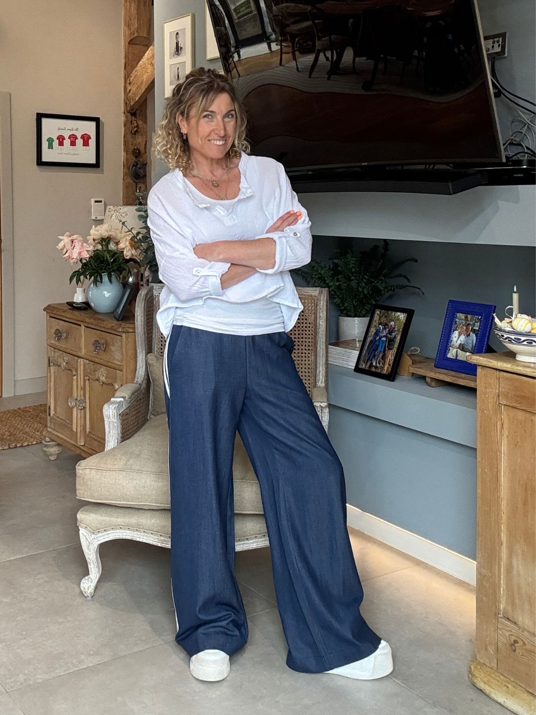 Luna Chambray Side Stripe Trousers