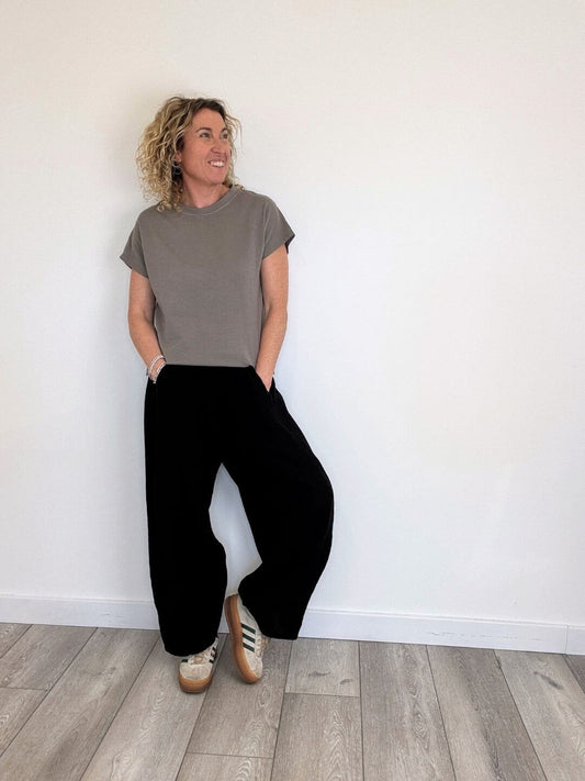 Miami Linen Barrel Trousers | Black
