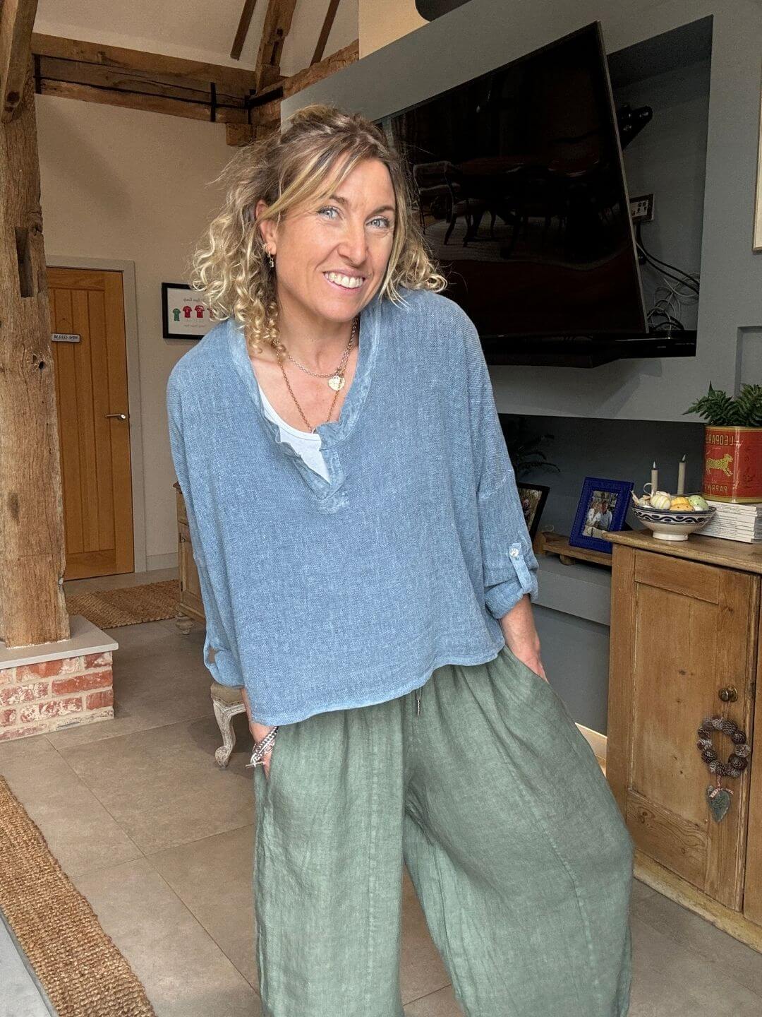 Gracie Linen Top | Denim