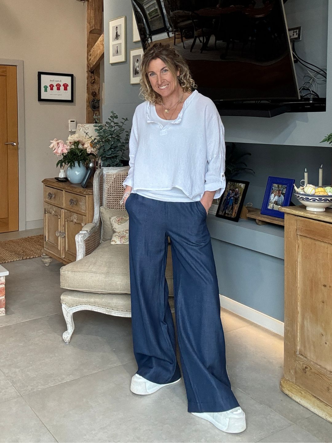 Luna Chambray Side Stripe Trousers