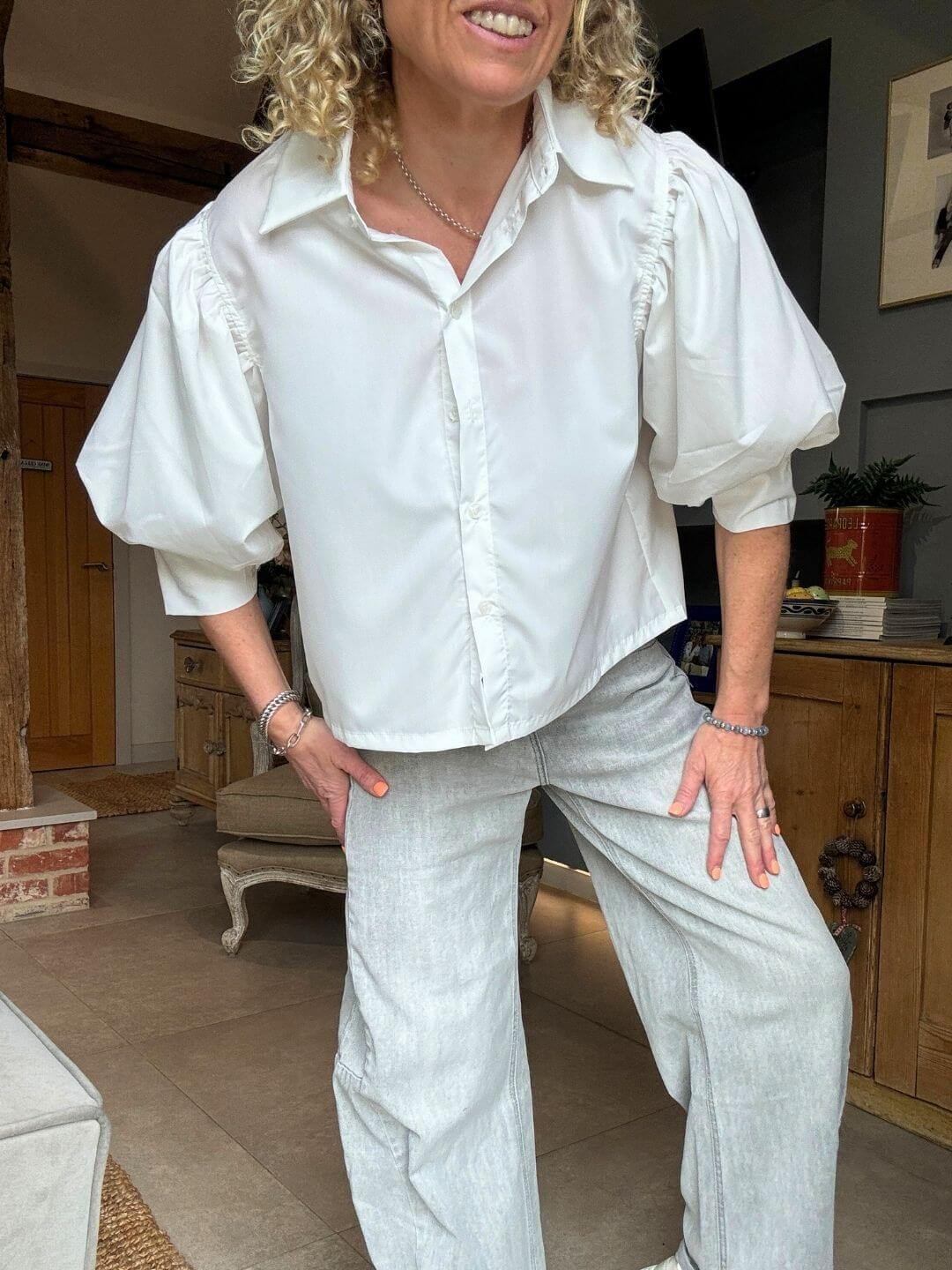 Puff Sleeve White Blouse