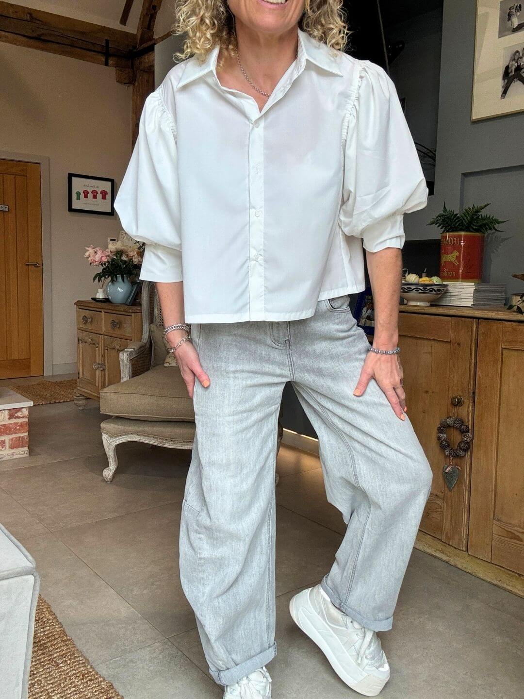 Puff Sleeve White Blouse