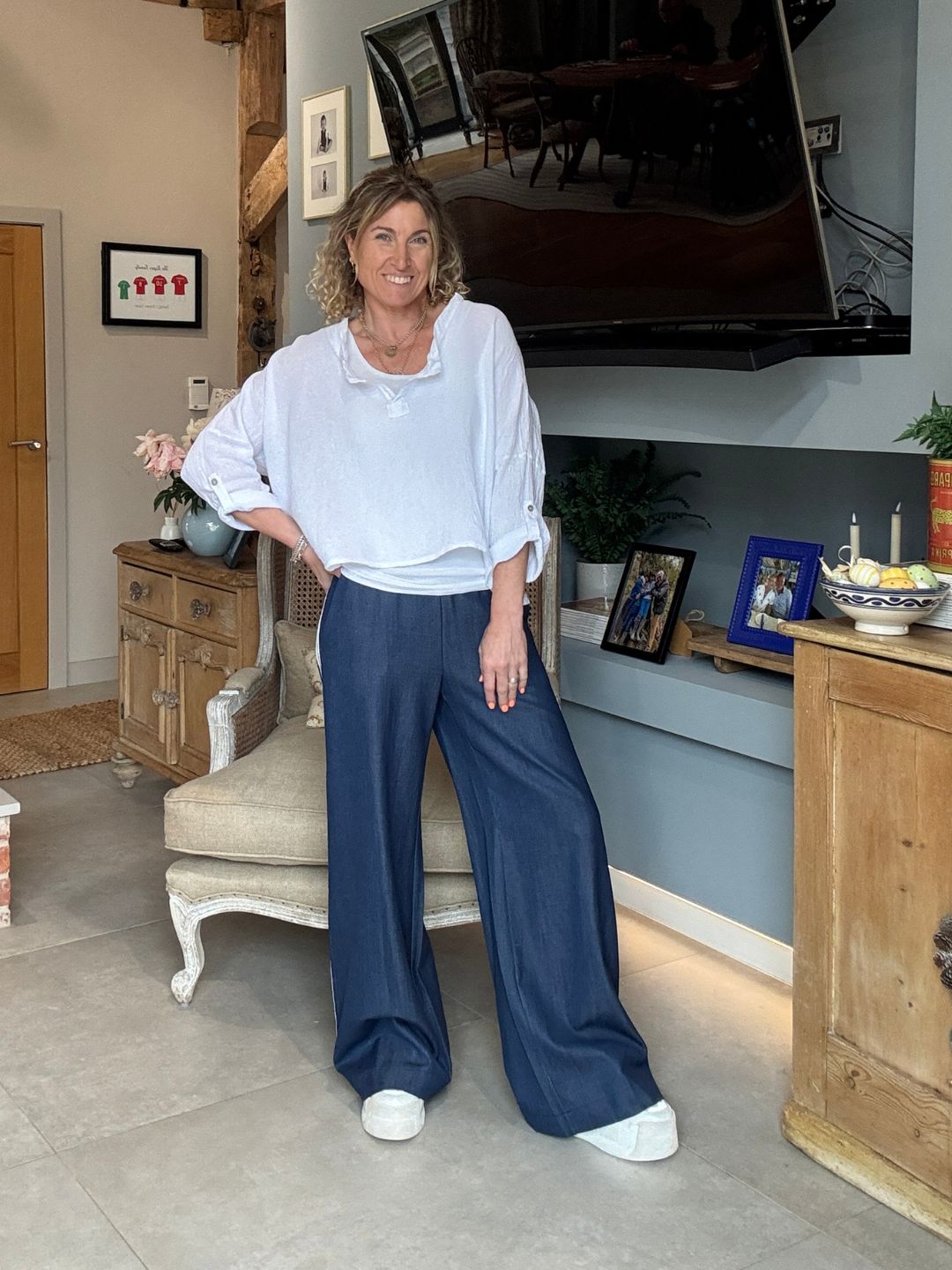 Luna Chambray Side Stripe Trousers