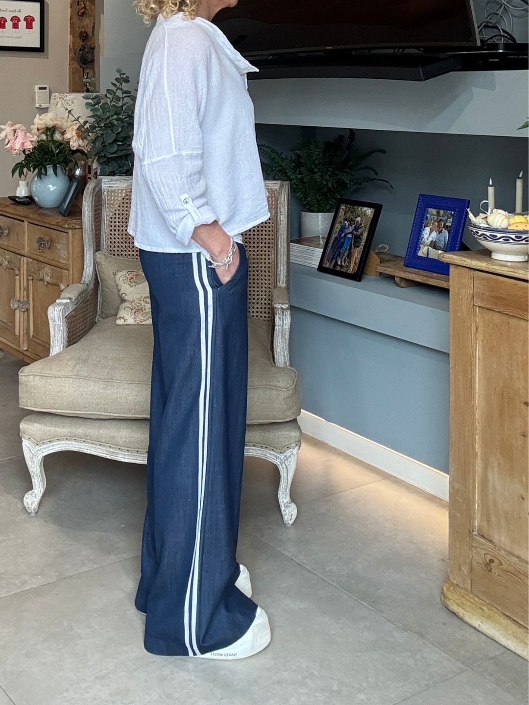 Luna Chambray Side Stripe Trousers
