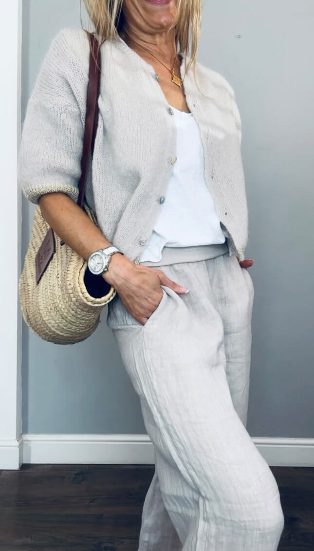 The Hamptons Cardigan | Beige & Gold