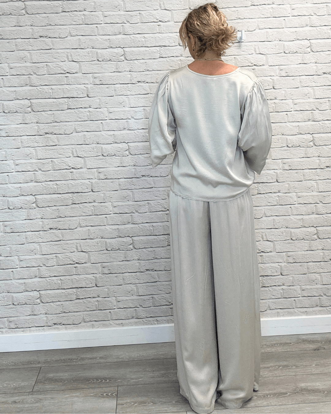 Gia Wide Sleeve Satin Top | Champagne