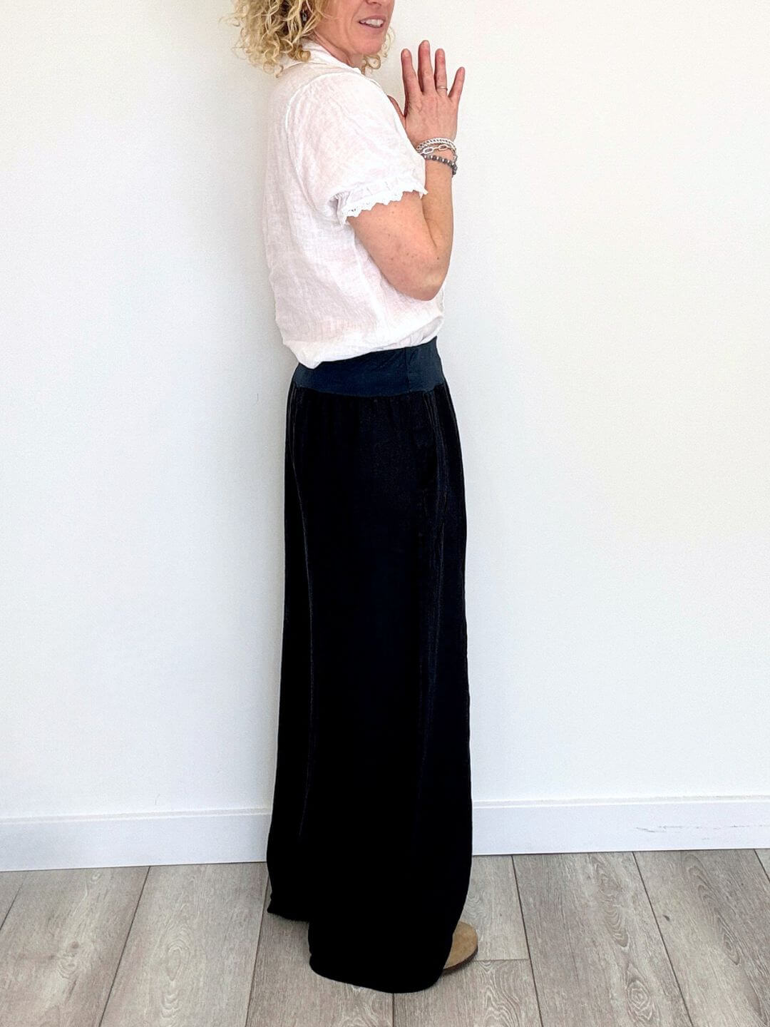Lilly Linen Wide Leg Trousers - Navy