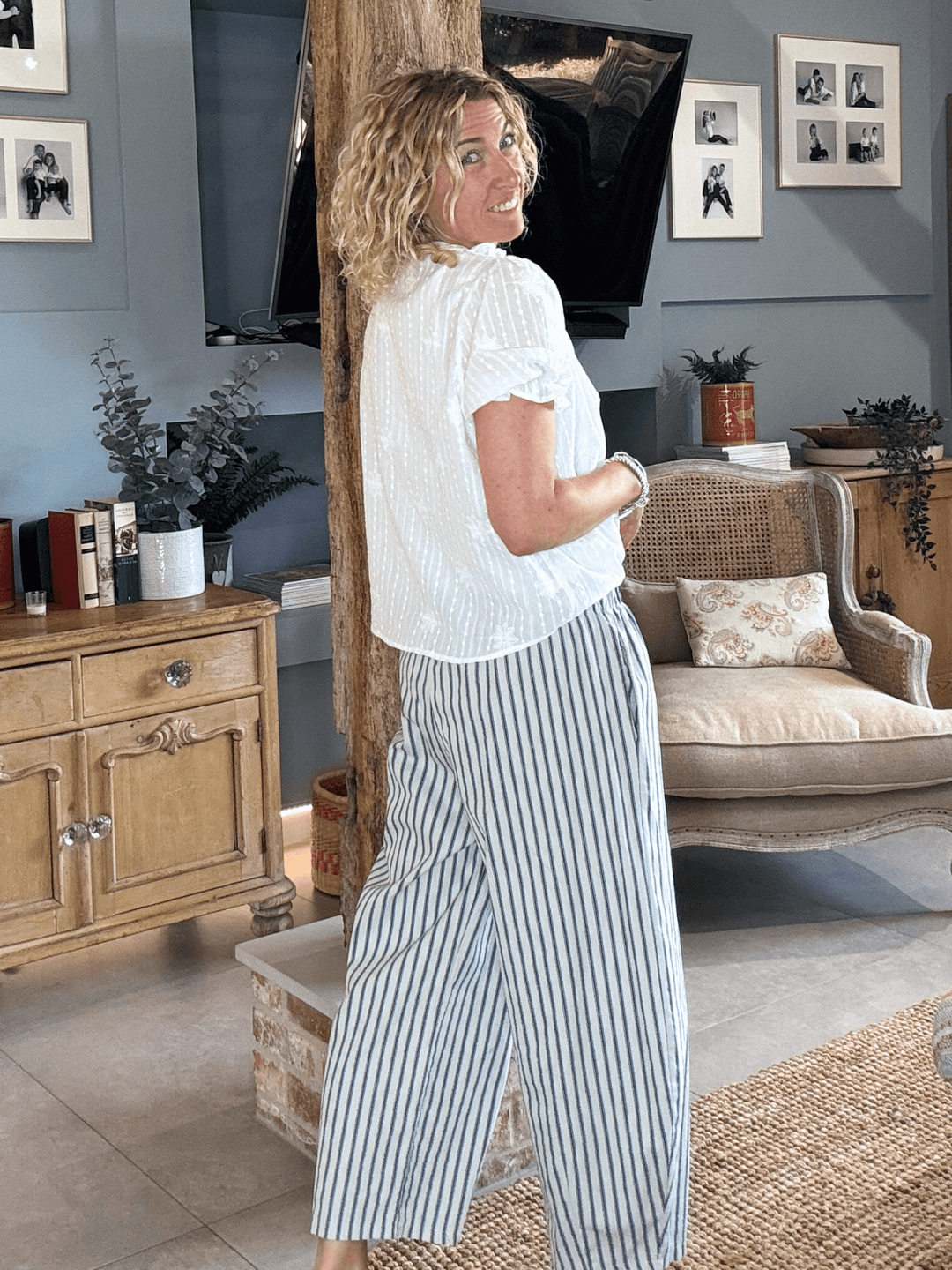 Pinstripe Barrel Trousers