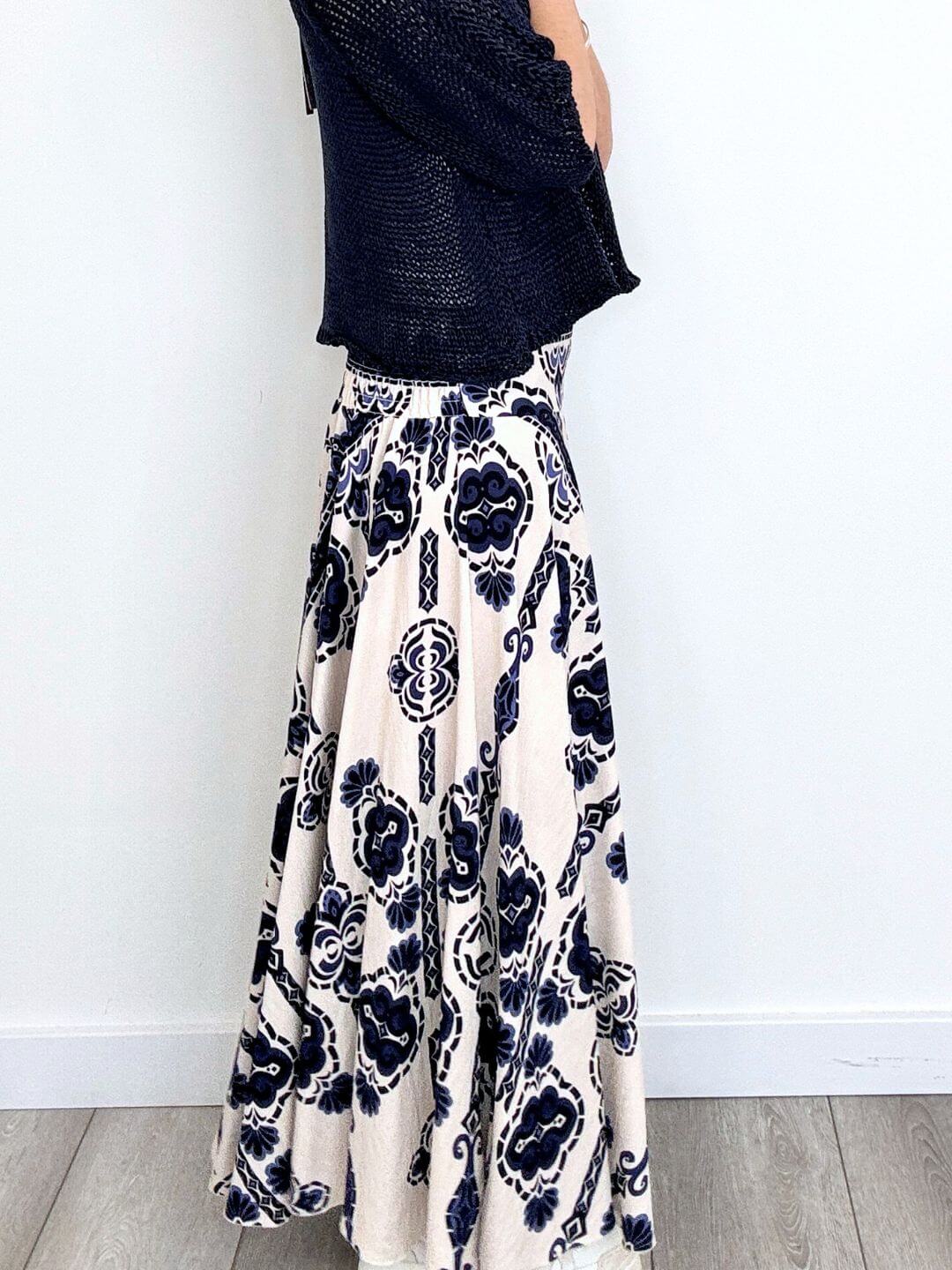 Roma Wide Leg Palazzo Trousers | Navy