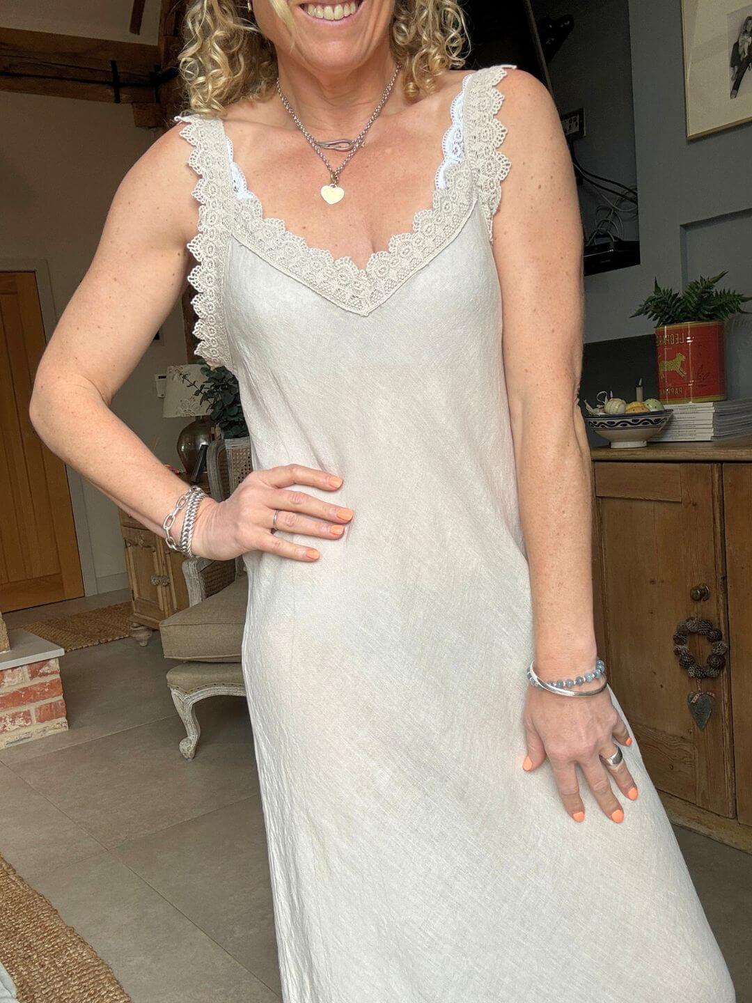 Amalfi Linen Dress | Stone