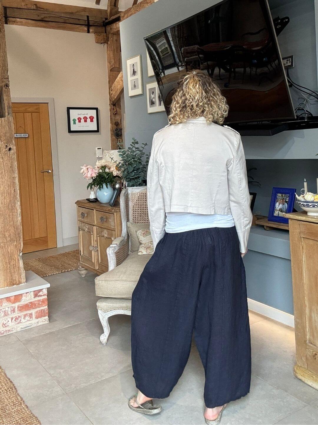 Gaucho Linen Pants | Navy