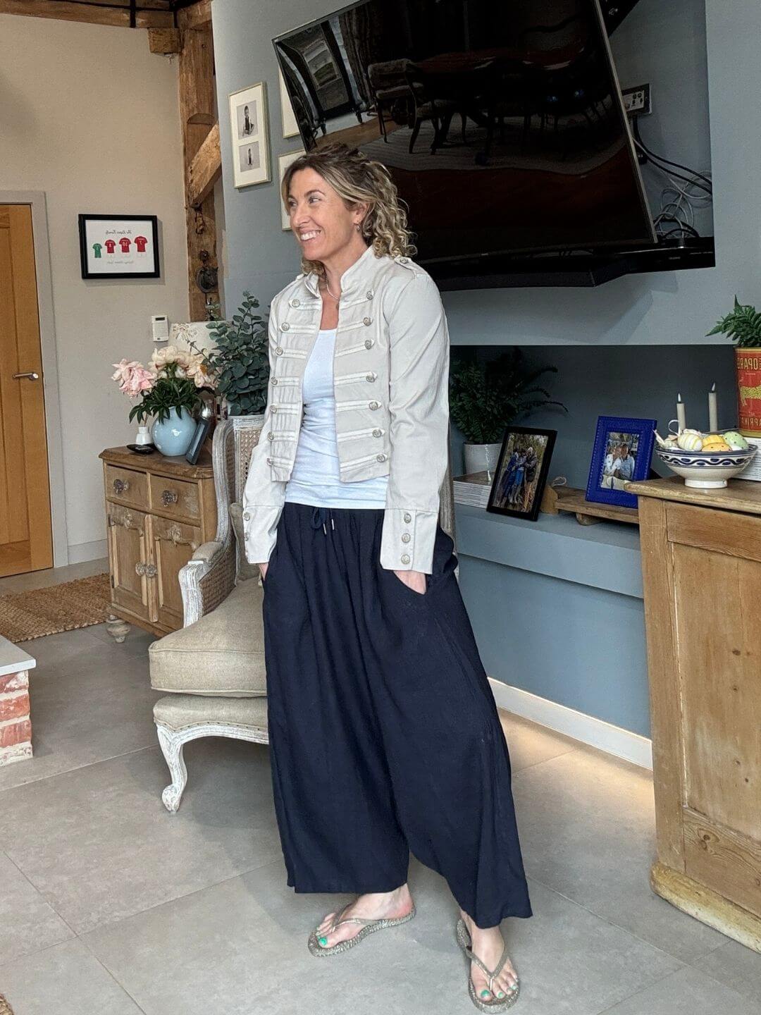 Gaucho Linen Pants | Navy