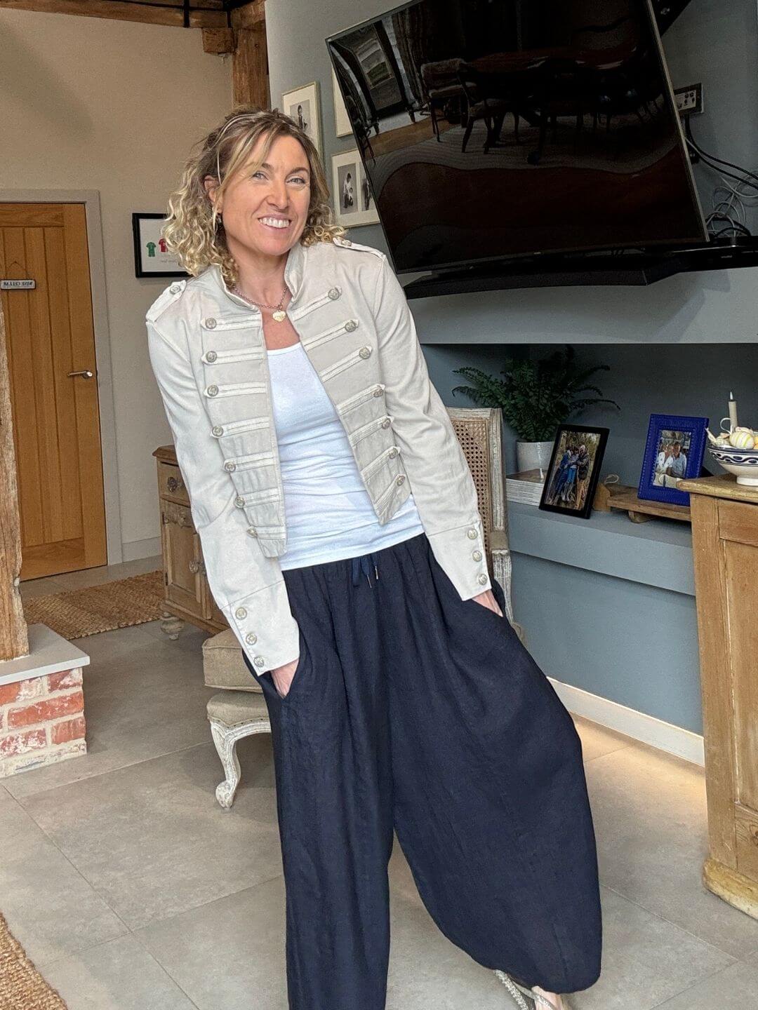 Gaucho Linen Pants | Navy