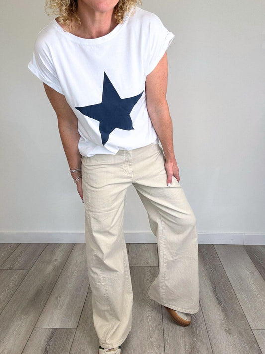 Caymen Wide Leg Jeans | Almond Milk