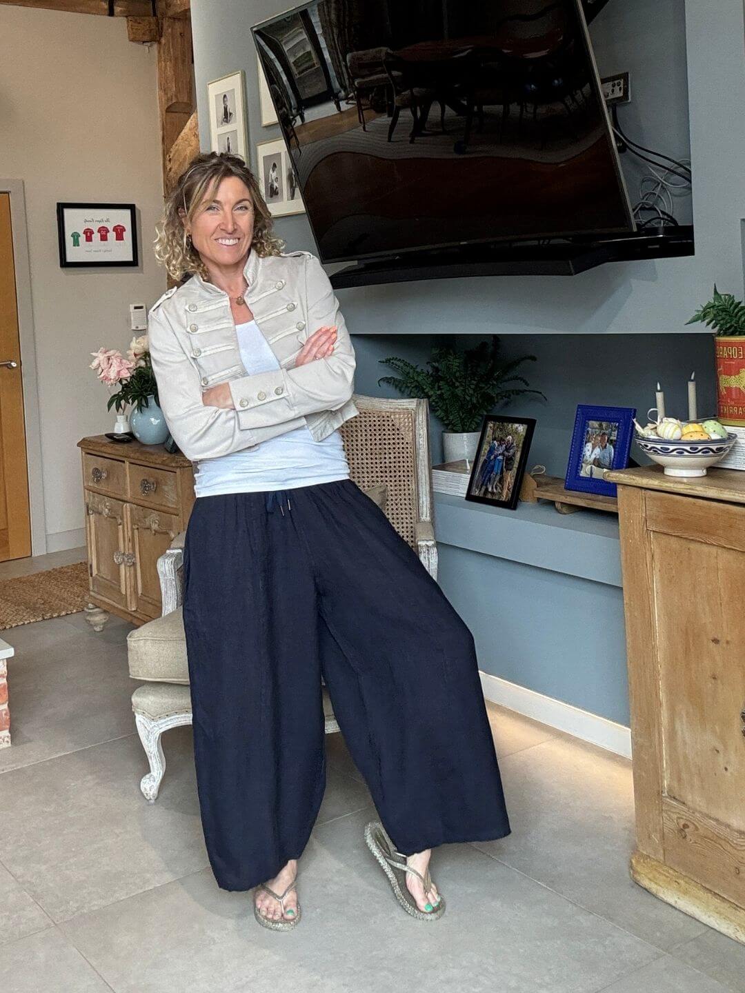 Gaucho Linen Pants | Navy