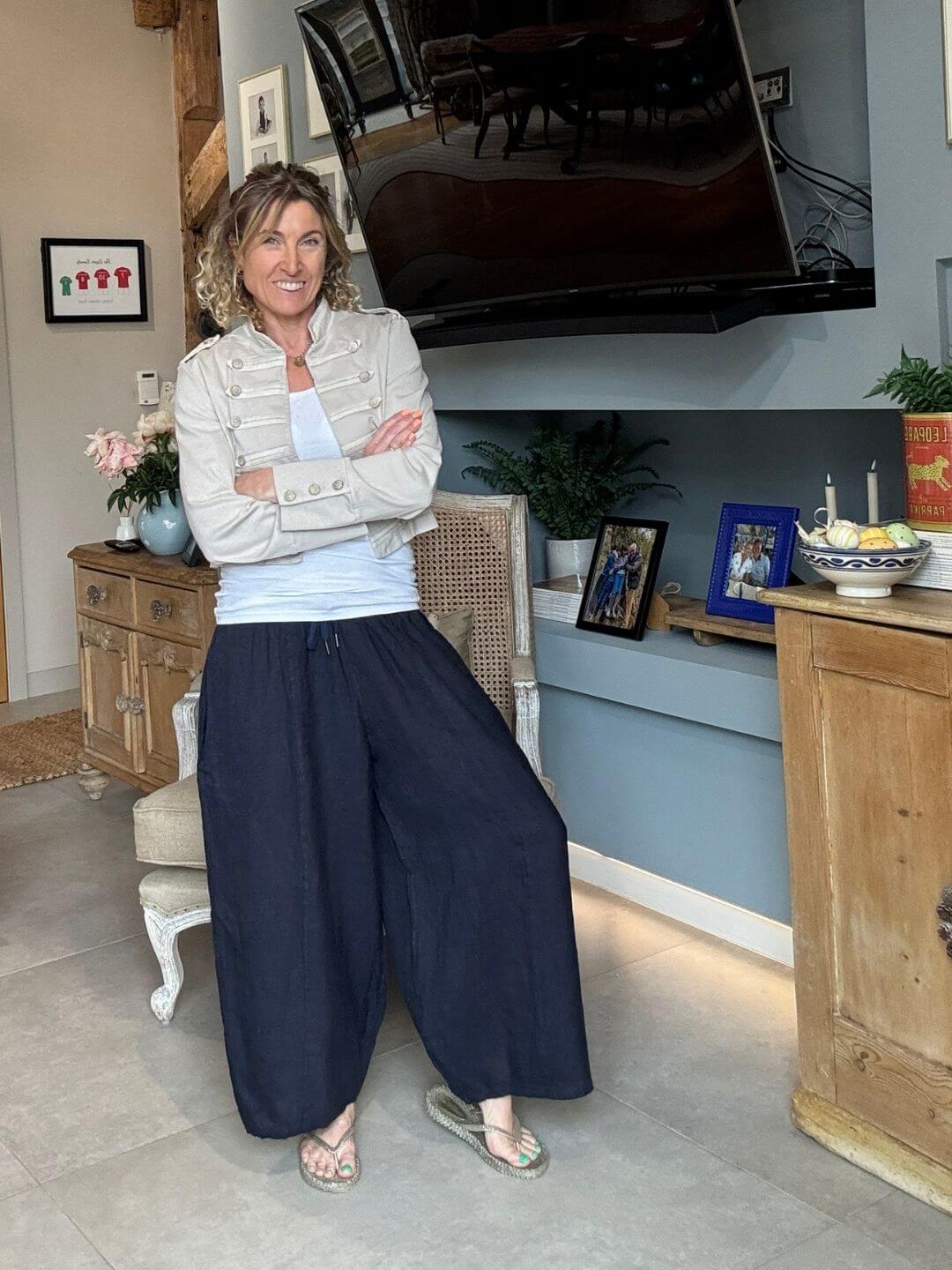 Gaucho Linen Pants | Navy
