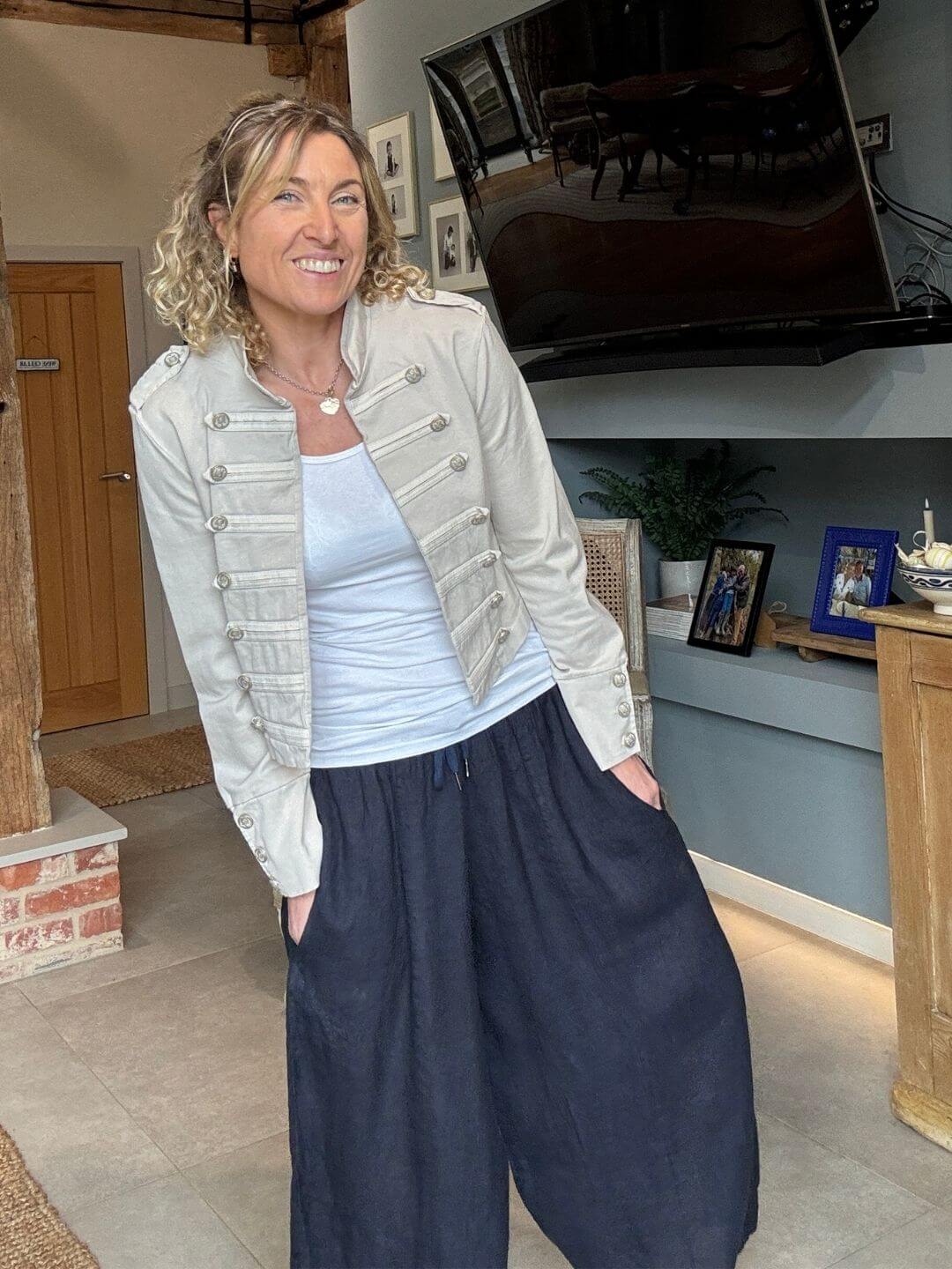 Gaucho Linen Pants | Navy