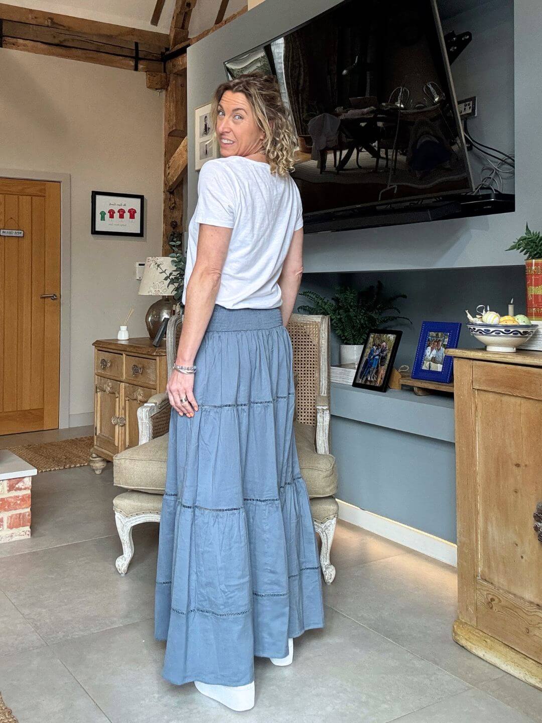 Dahlia Maxi Skirt | Forget Me Knot Blue