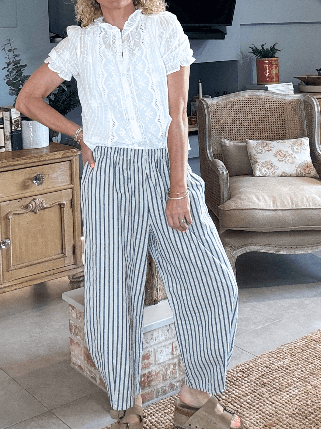 Pinstripe Barrel Trousers