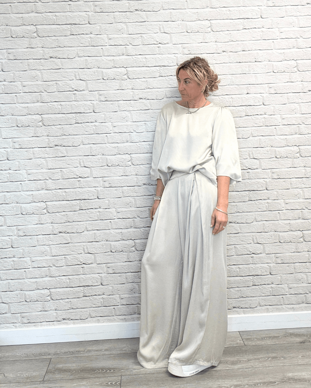 Gia Satin Palazzo Trousers | Champagne