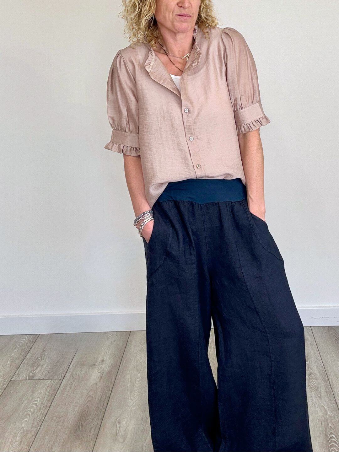 Nahara Frill Sleeve Blouse | Sandstone