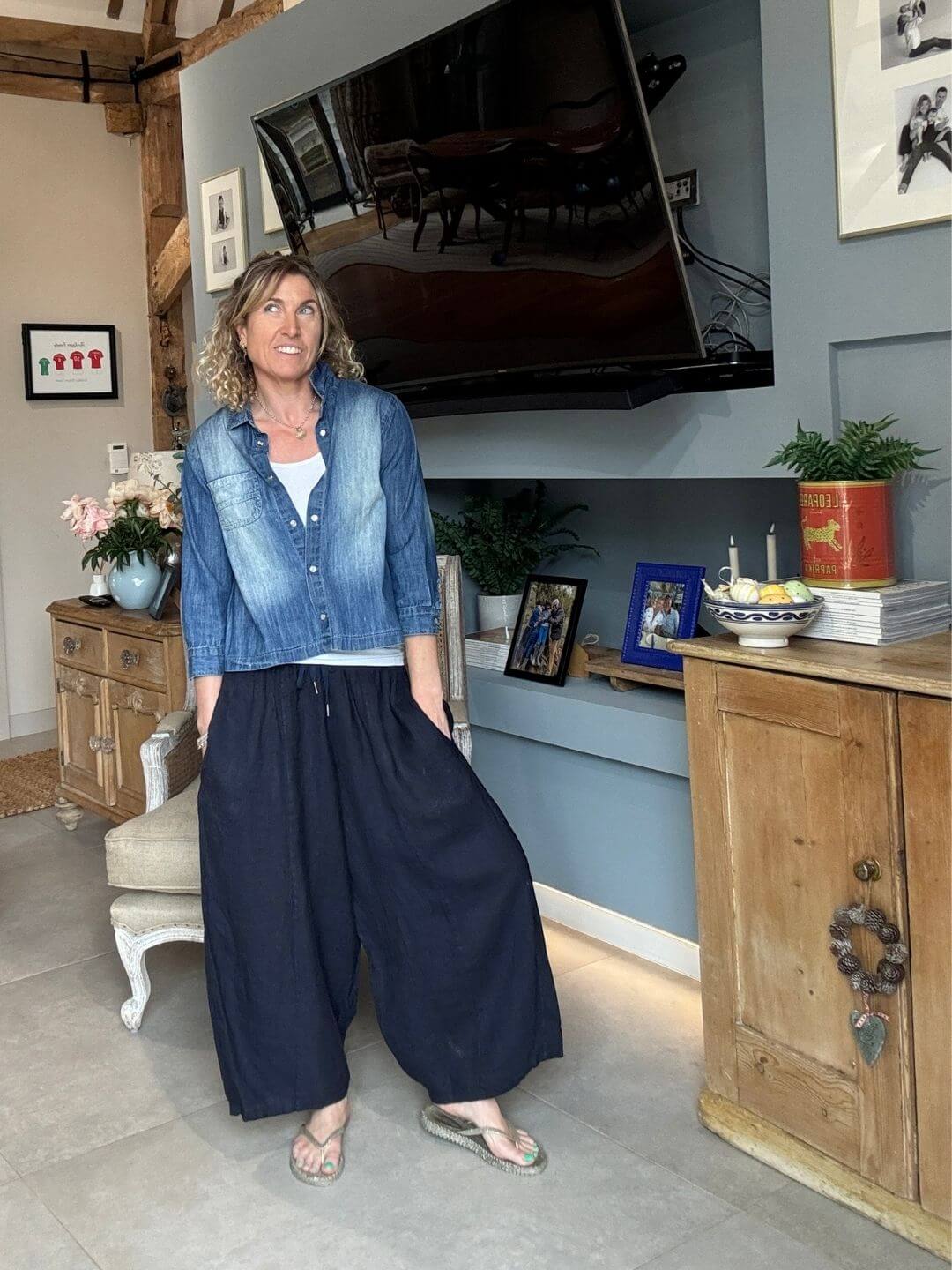 Gaucho Linen Pants | Navy