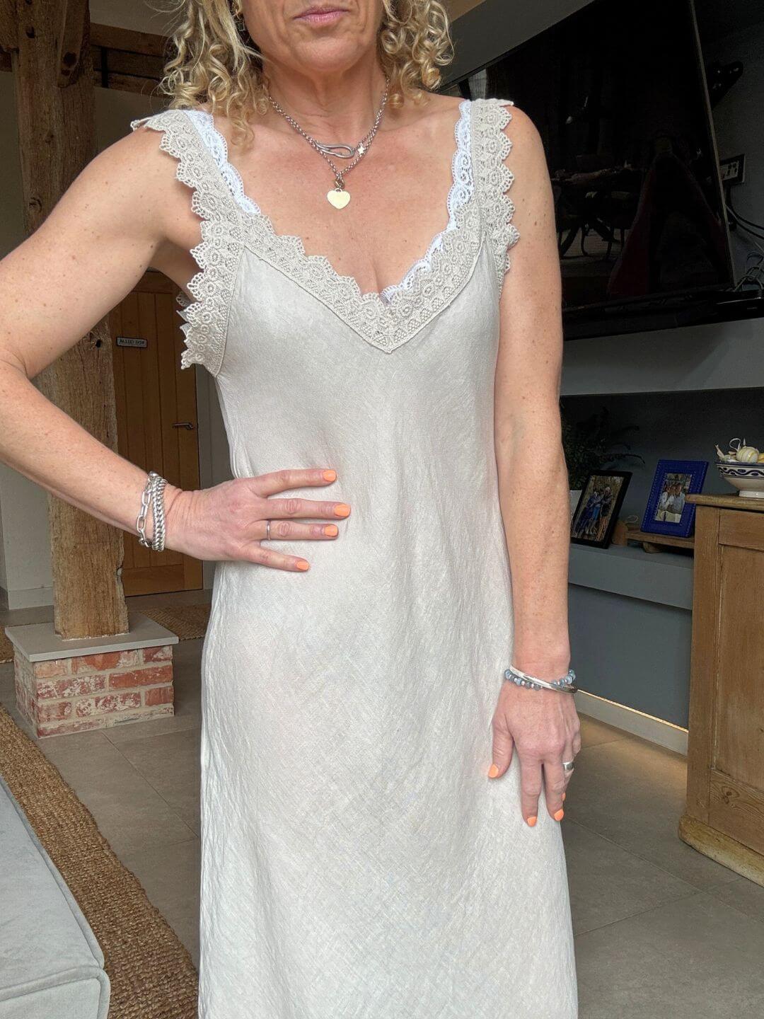 Amalfi Linen Dress | Stone