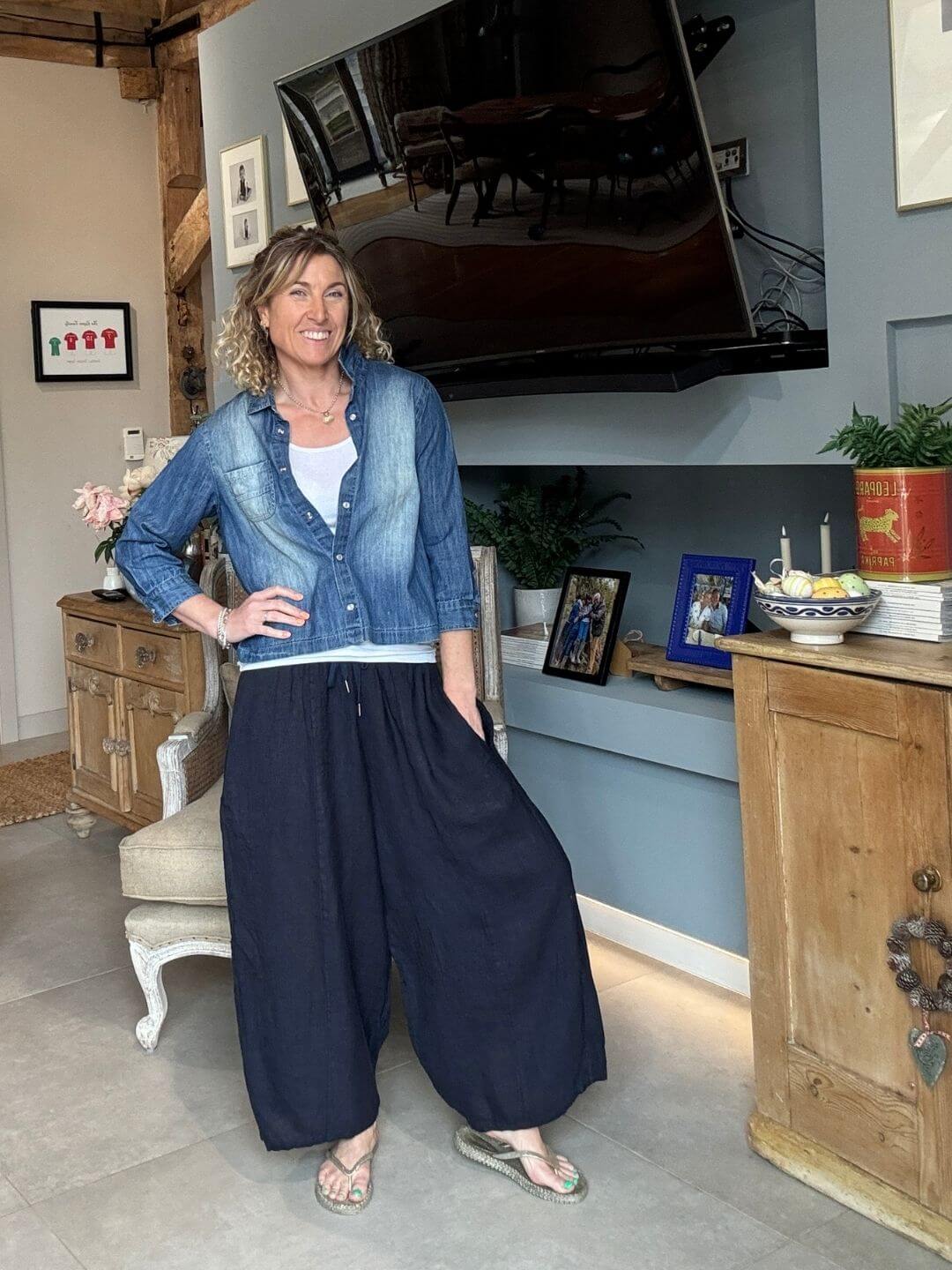 Gaucho Linen Pants | Navy
