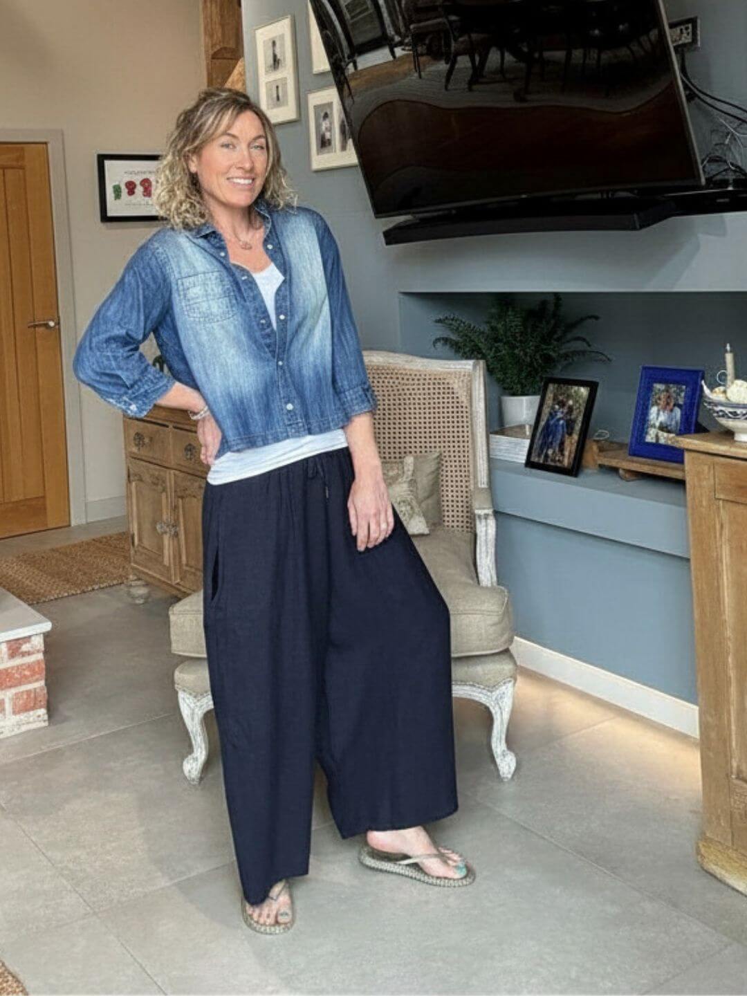Gaucho Linen Pants | Navy