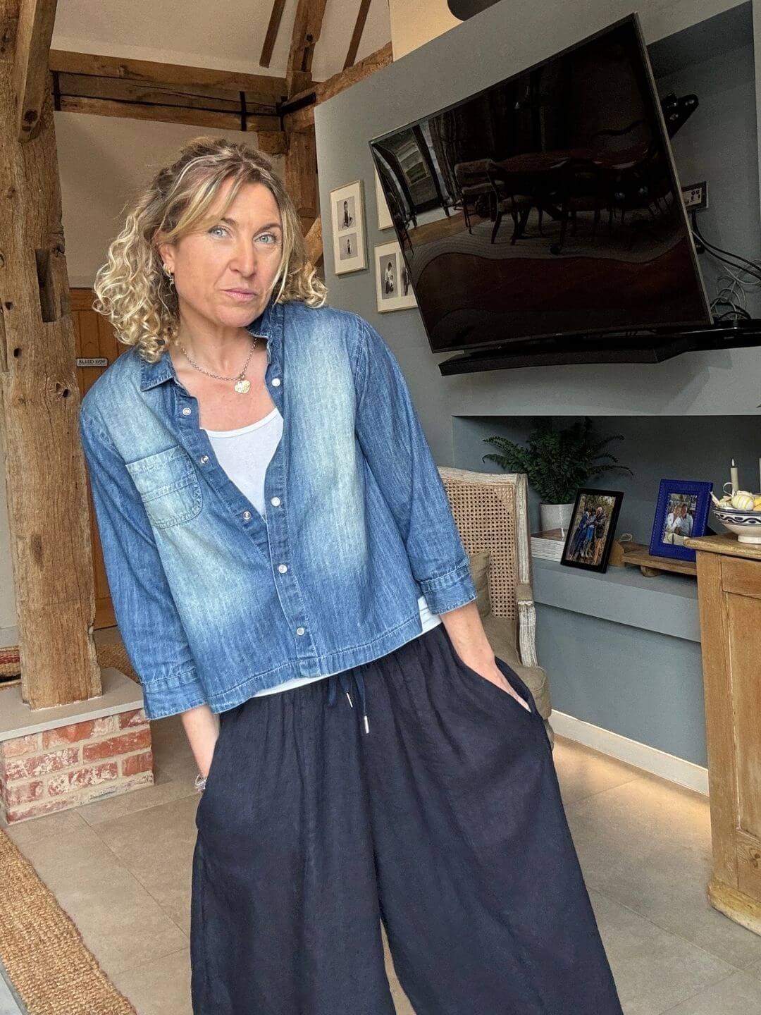 Gaucho Linen Pants | Navy