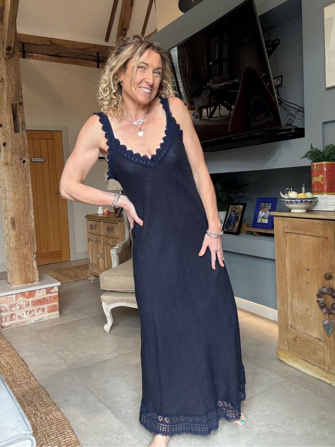 Amalfi Linen Dress | Navy