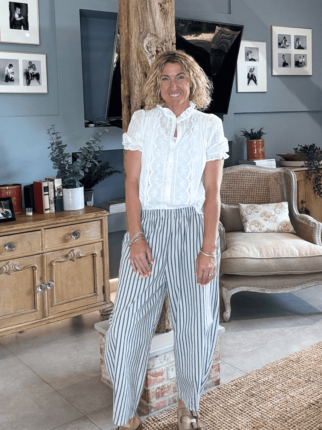 Pinstripe Barrel Trousers