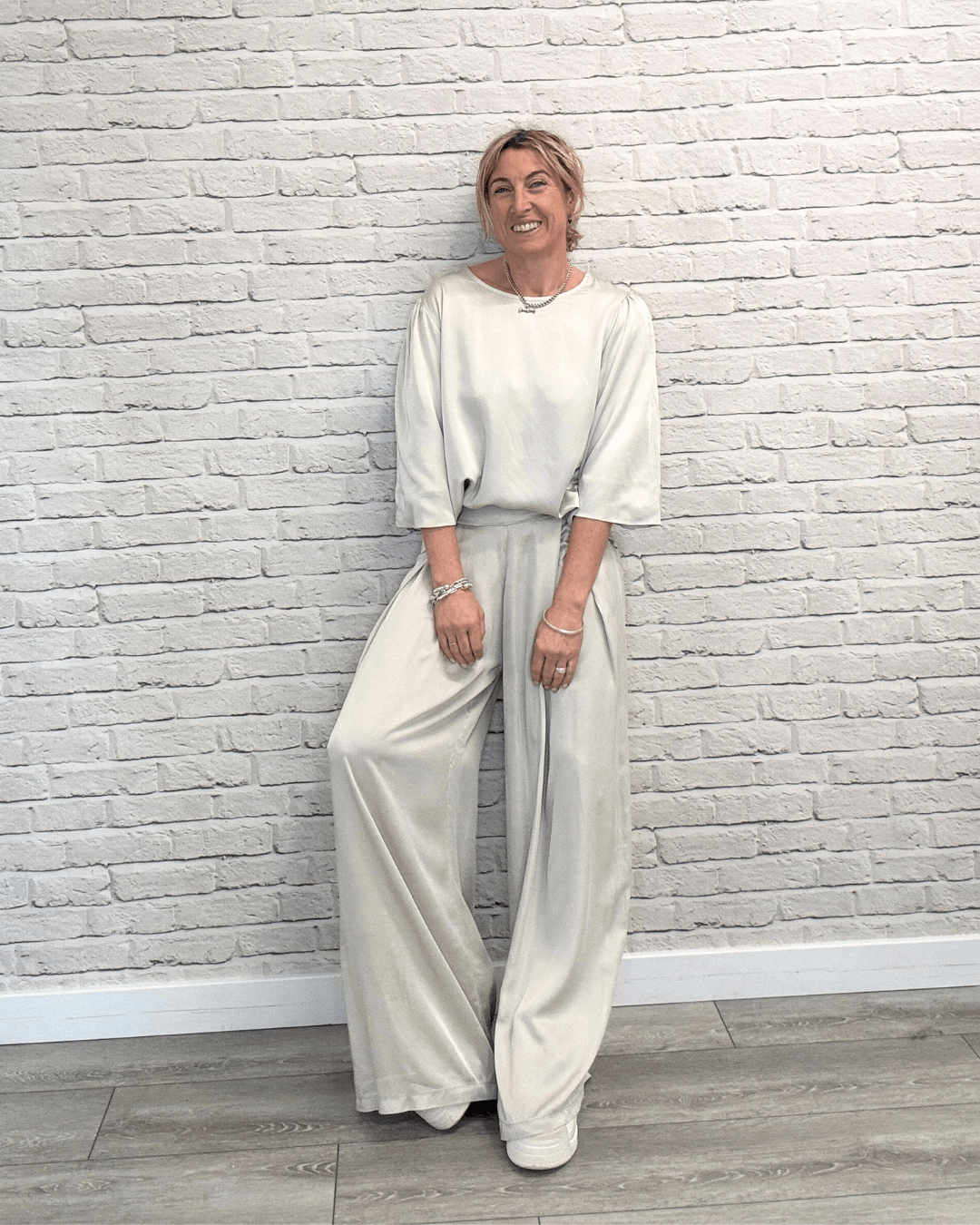 Gia Satin Palazzo Trousers | Champagne