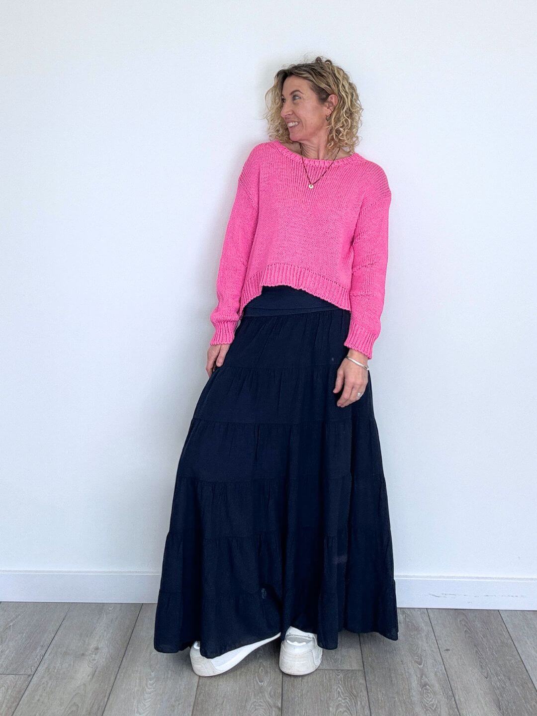 Lexi Tiered Maxi Skirt | Navy