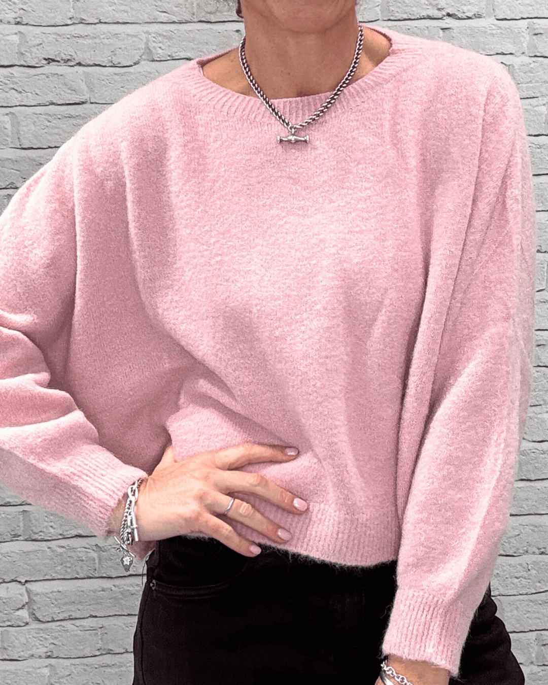 Alpaca Blend Relaxed Jumper | Vintage Pink