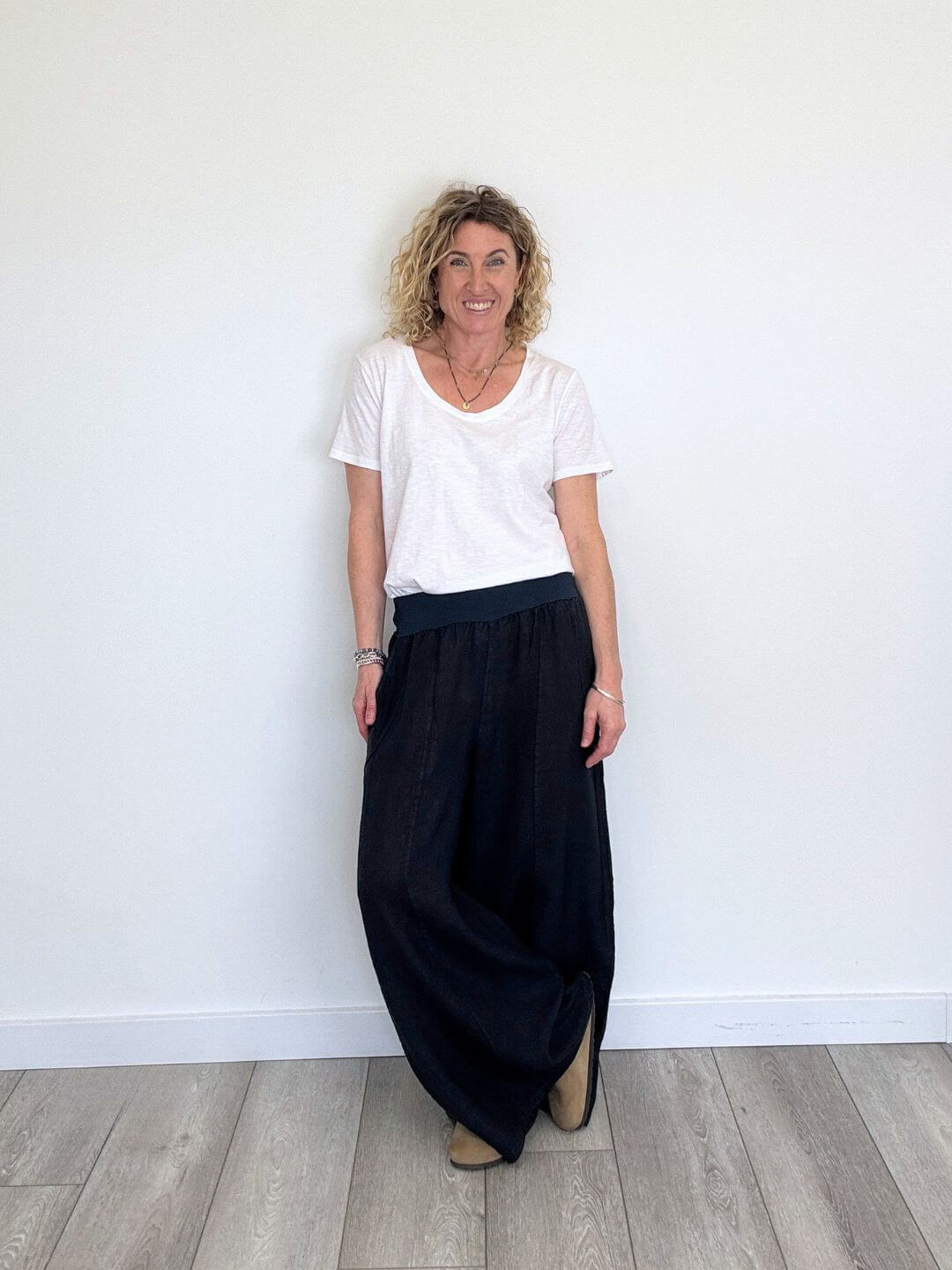 Lilly Linen Wide Leg Trousers - Navy