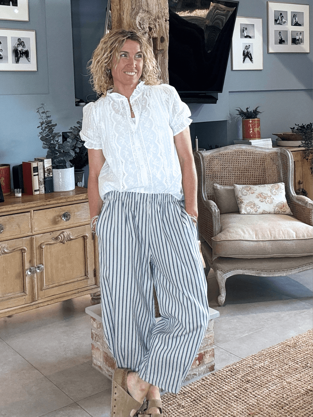 Pinstripe Barrel Trousers