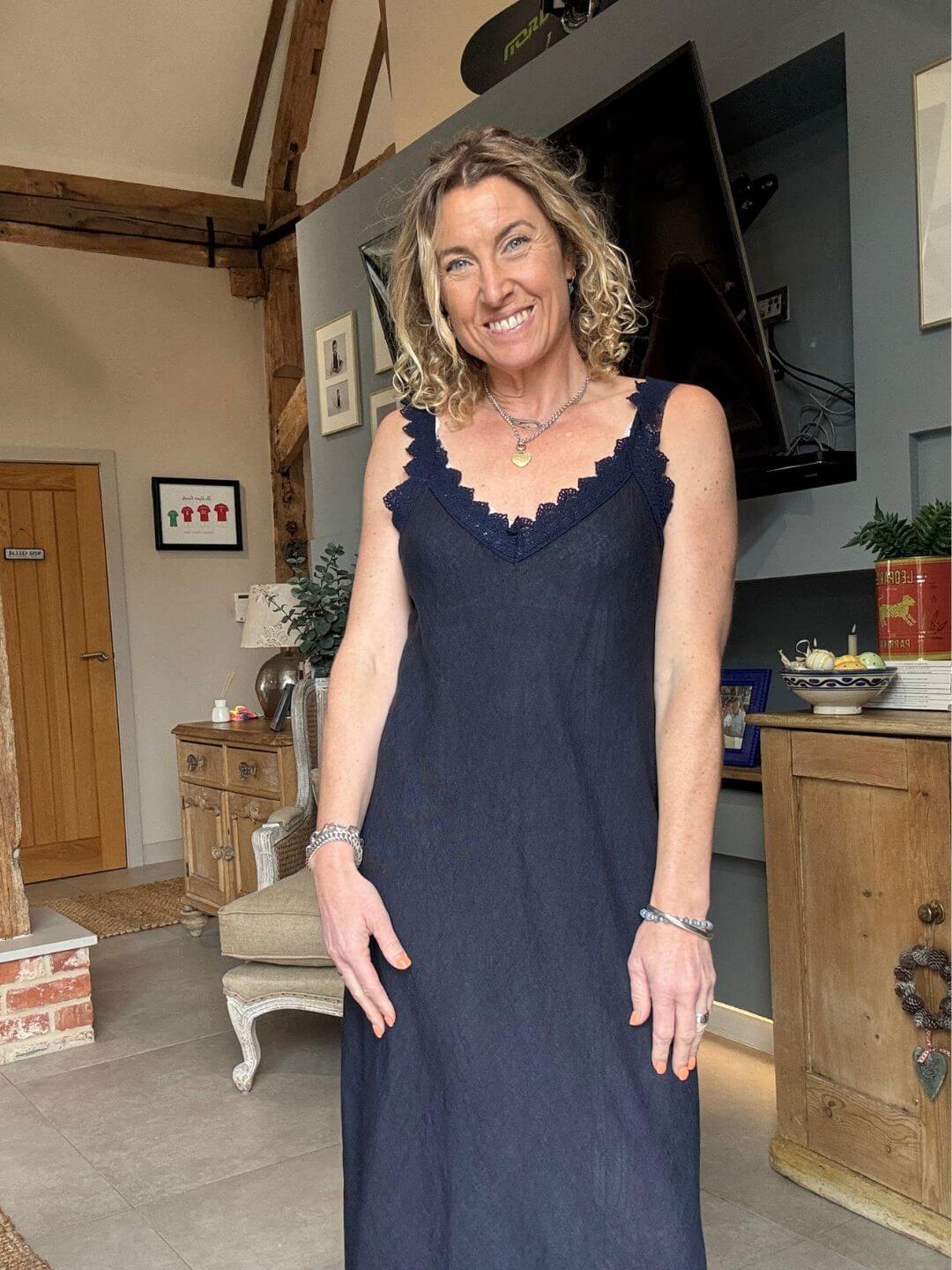 Amalfi Linen Dress | Navy