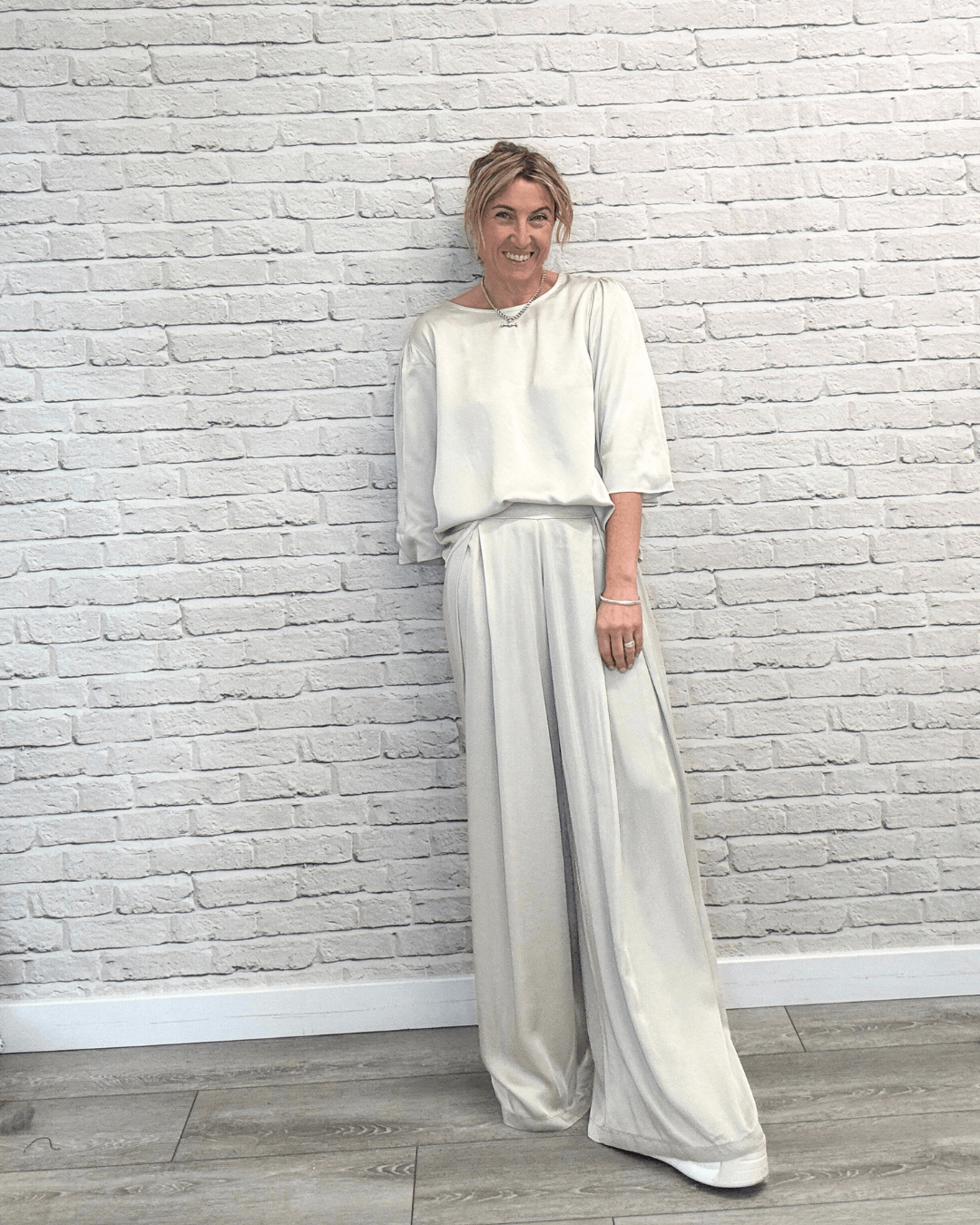 Gia Satin Palazzo Trousers | Champagne