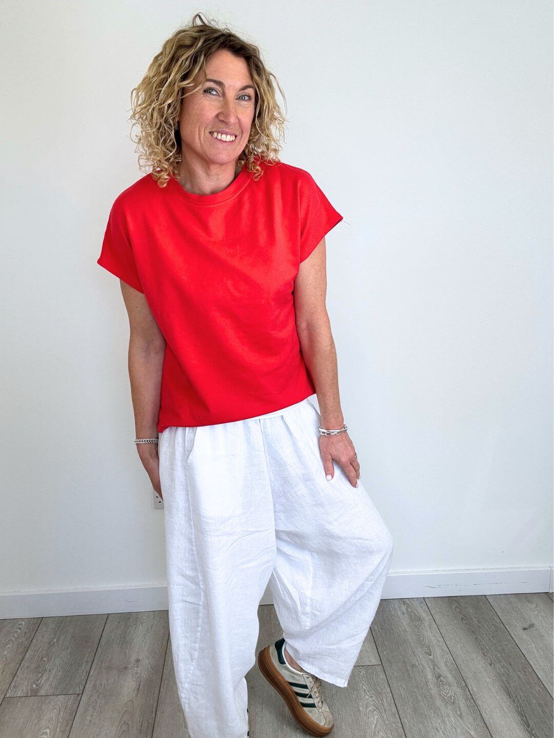 Miami Linen Barrel Trousers | White