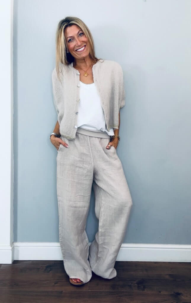 The Hamptons Cardigan | Beige & Gold