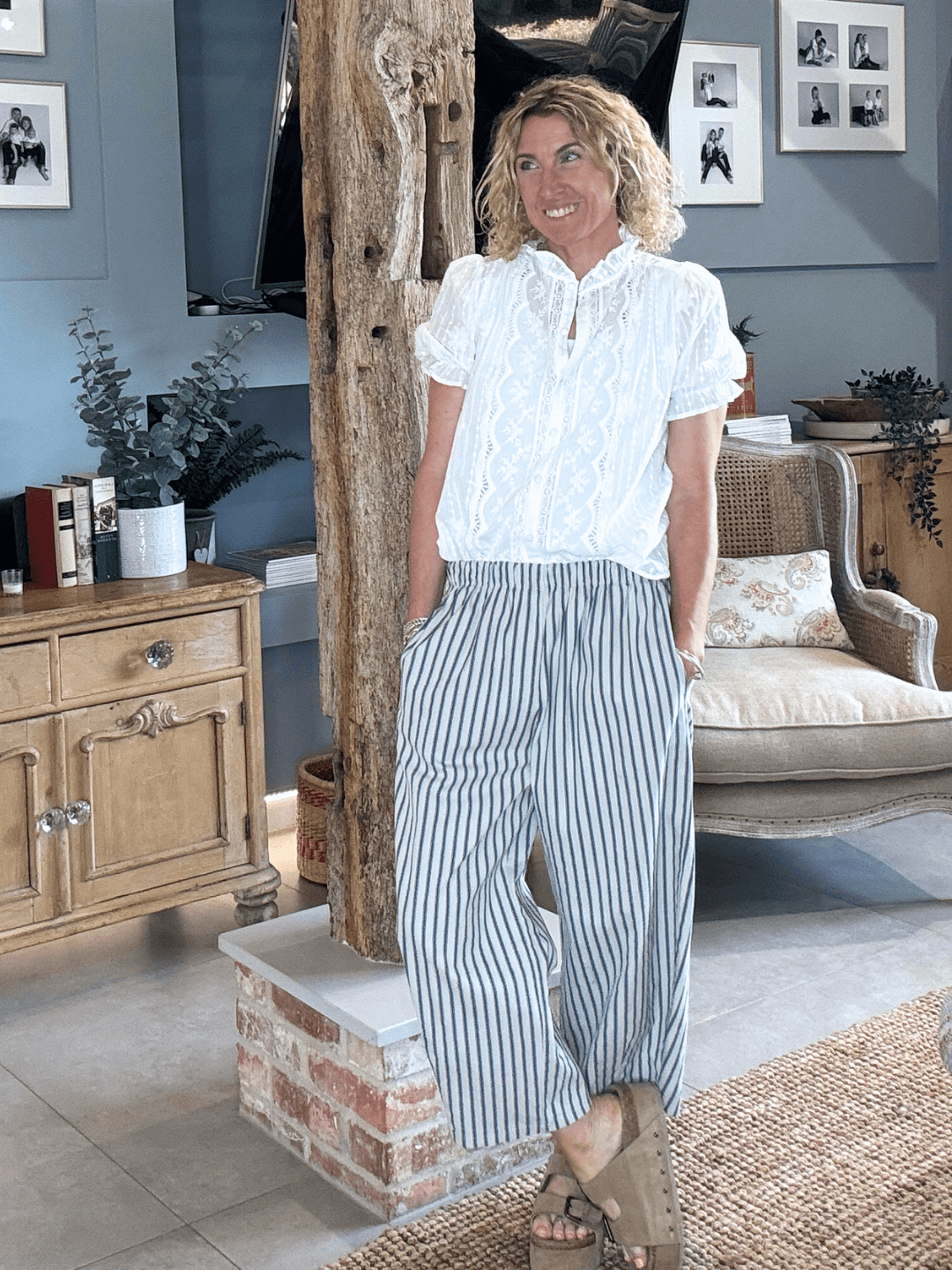 Pinstripe Barrel Trousers