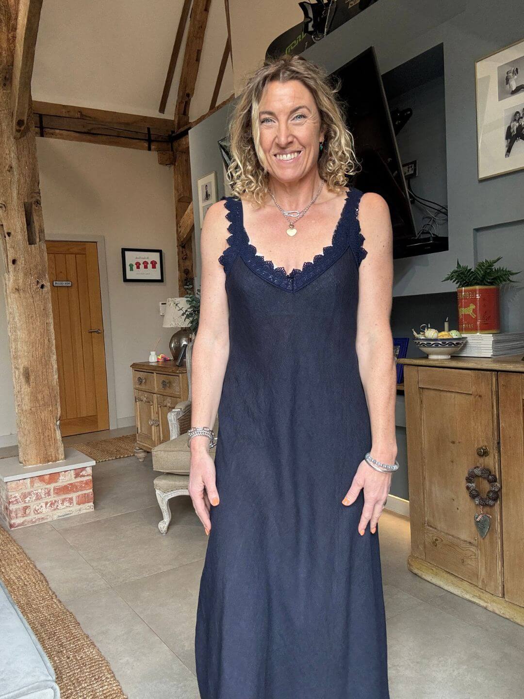 Amalfi Linen Dress | Navy