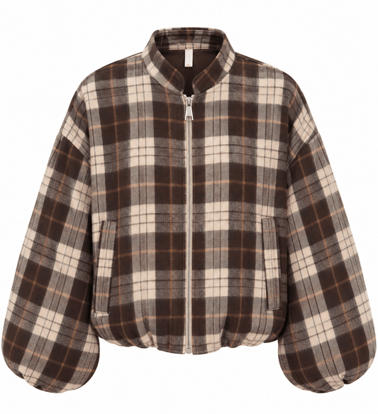Lumberjack Bomber Jacket | Brown Plaid