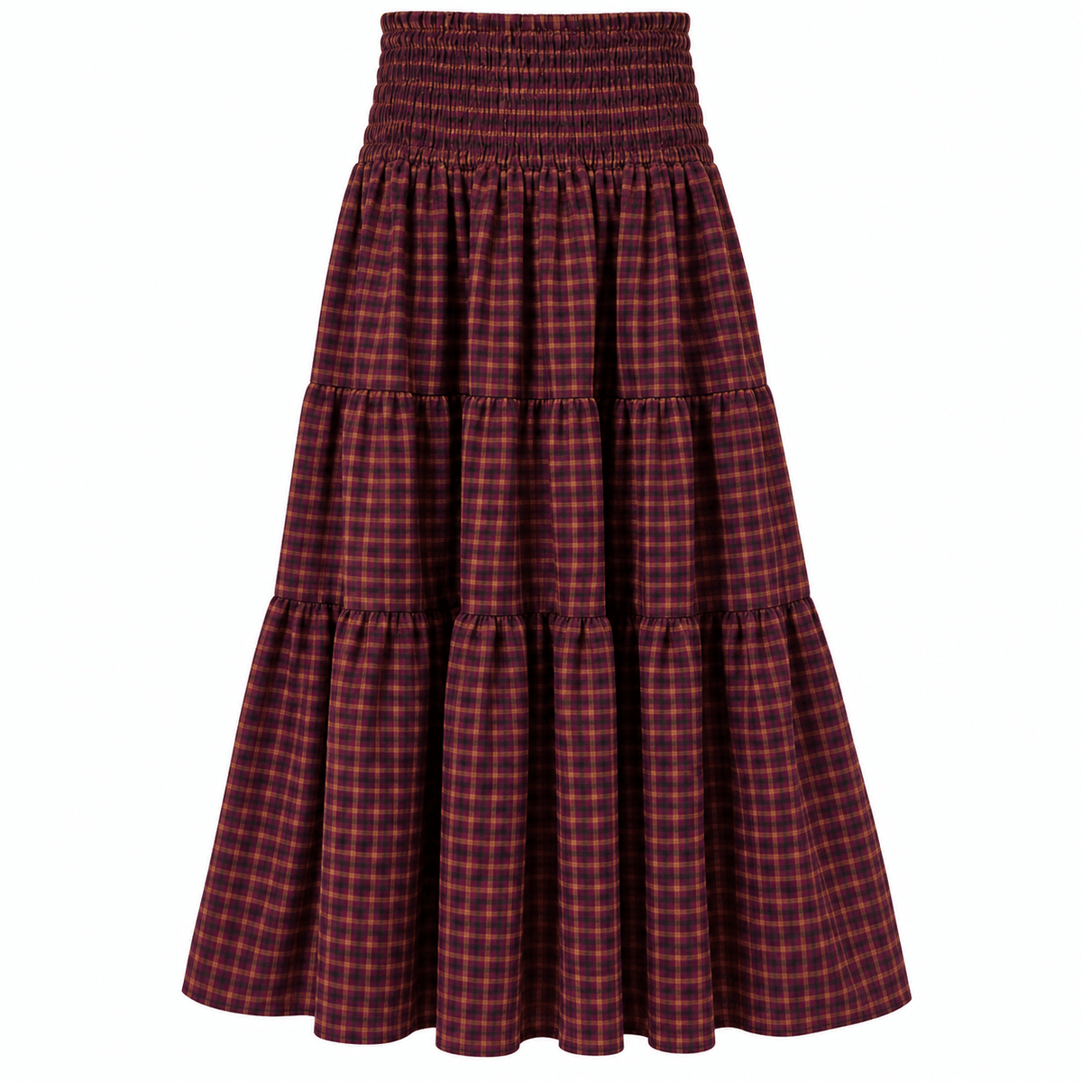 Isla Check Maxi Skirt | Burgundy