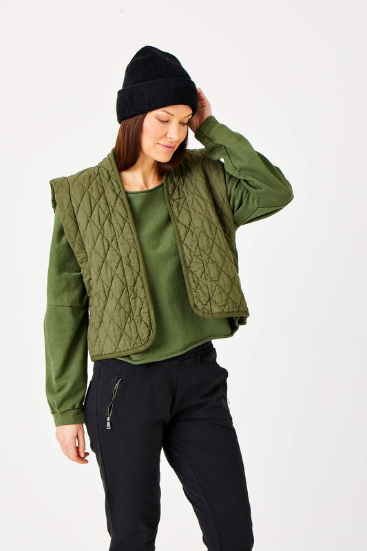 Caleb Short Quilted Waistcoat | Military