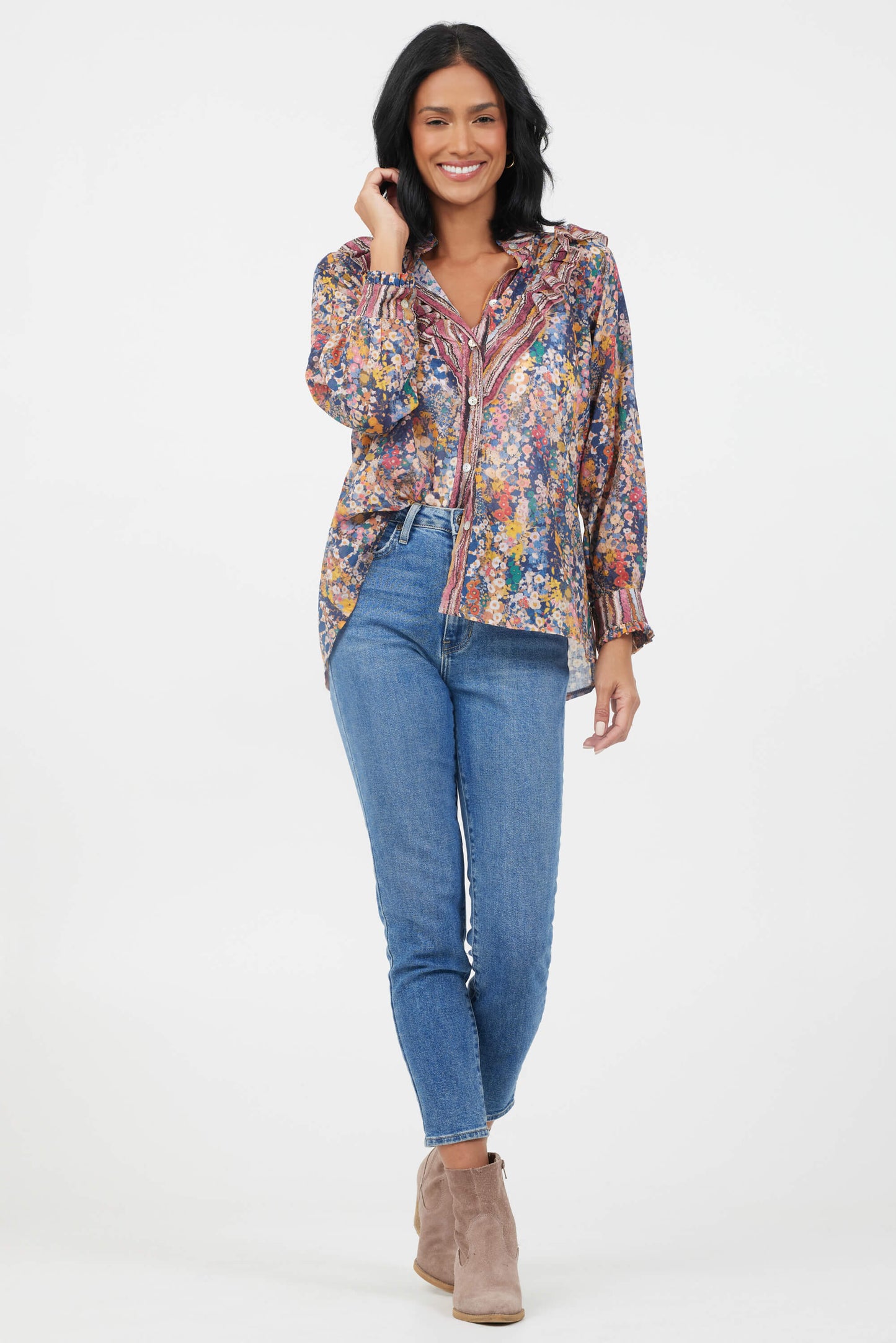 Celeste Blouse | French Navy Flower