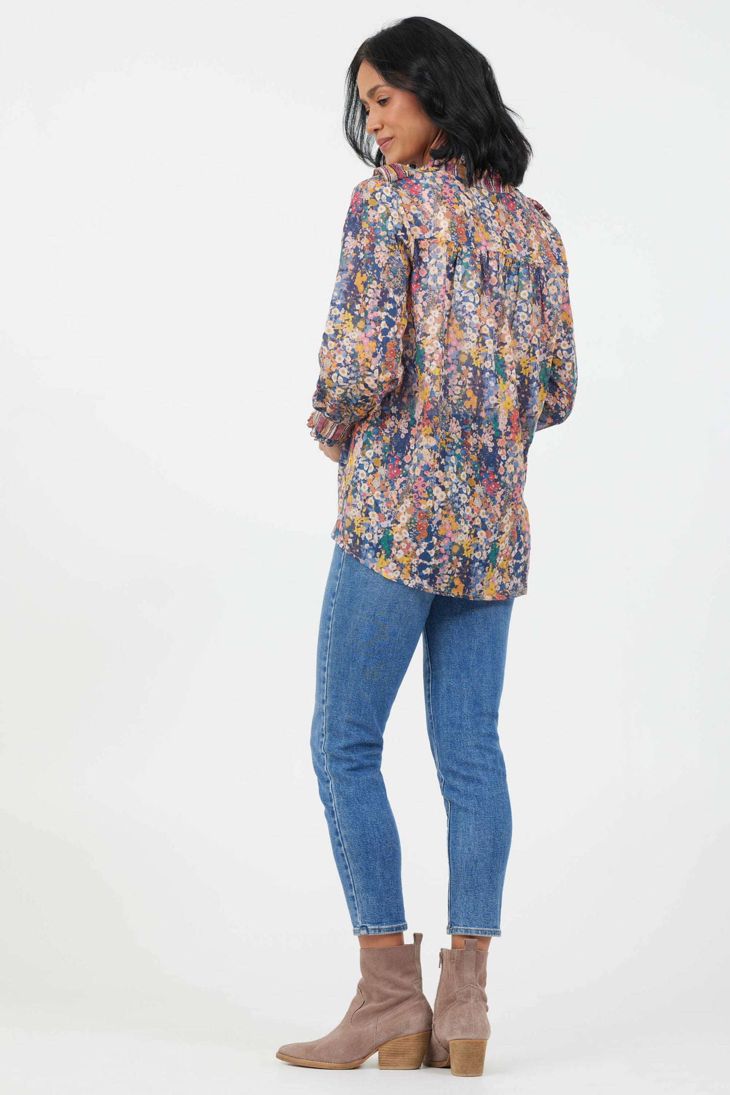 Celeste Blouse | French Navy Flower