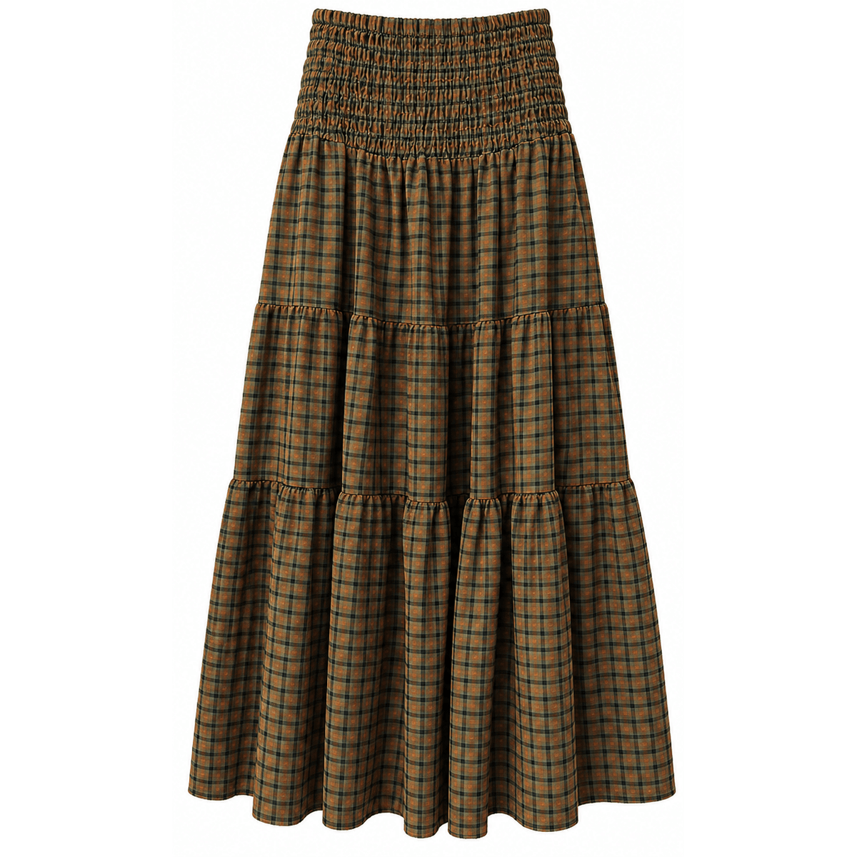 Isla Check Maxi Skirt | Khaki